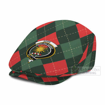 Kerr Scottish Family Crest Flat Cap, Jeff Cap Argyle Plaid Christmas Style