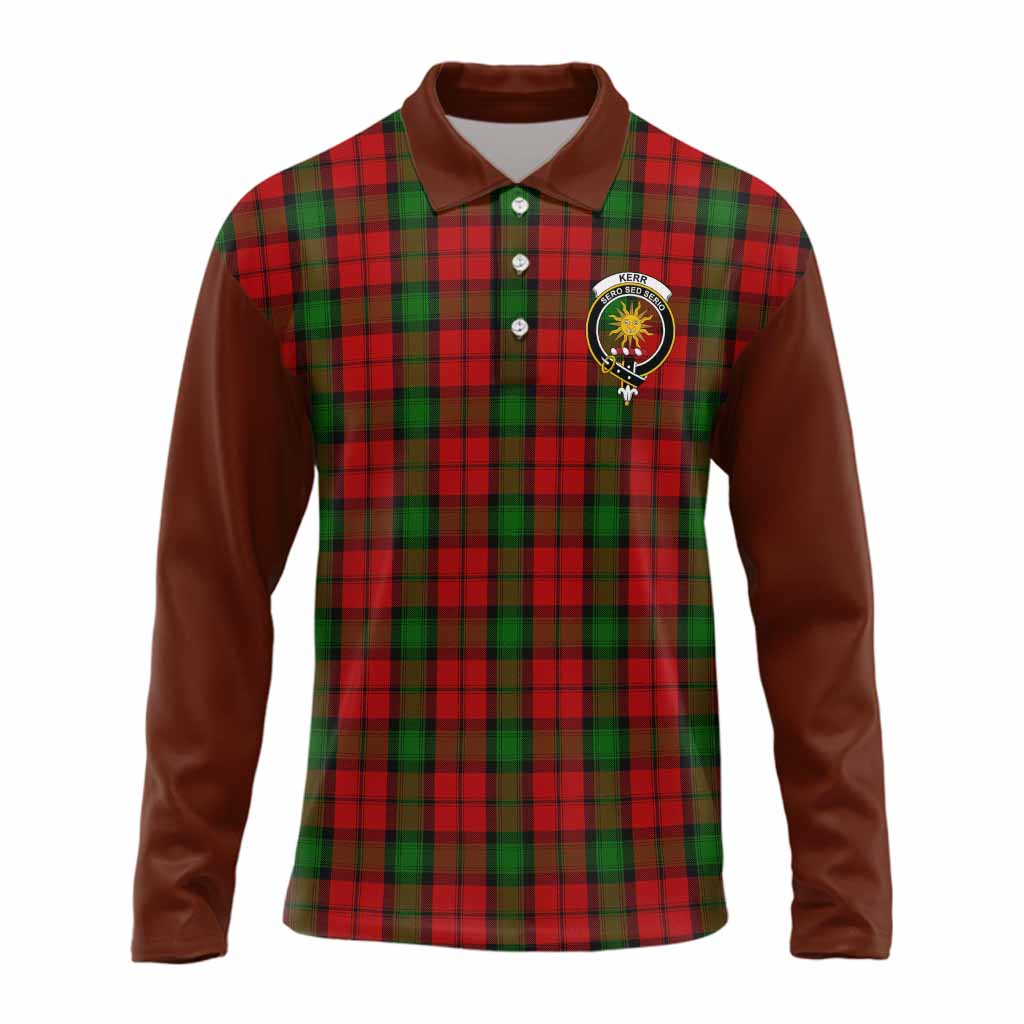 Kerr Tartan Accent Long Sleeve Polo Shirt with Family Crest