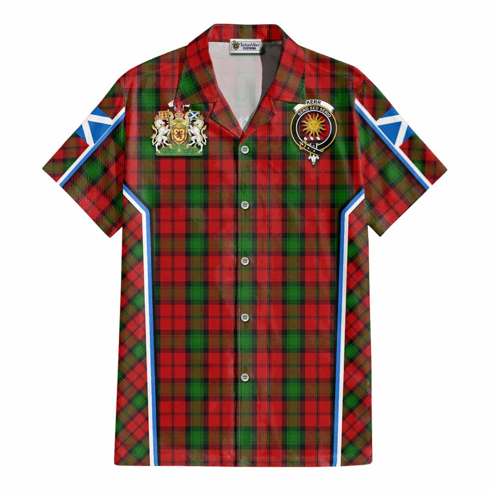 Kerr Tartan Crest Cotton Hawaiian Shirt Scotland Coat of Arm Flag Style - Tartan Vibes Clothing