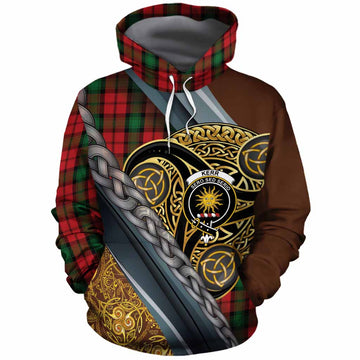 Kerr Tartan Crest Cotton Hoodie Scottish Triskele Celtic