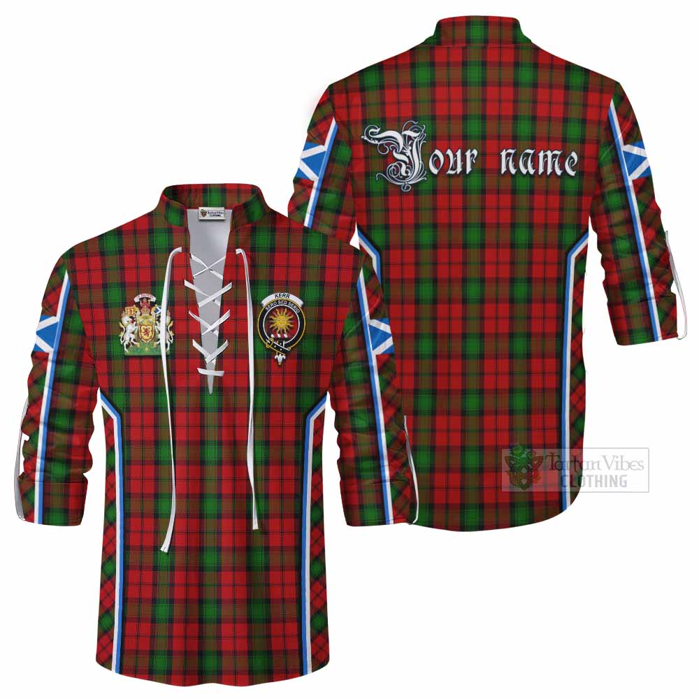 Kerr Tartan Crest Ghillie Kilt Shirt Scotland Coat of Arm Flag Style - Tartan Vibes Clothing