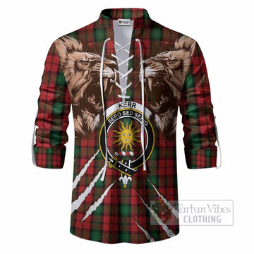 Kerr Tartan Crest Ghillie Shirt Ferocious Lion Style