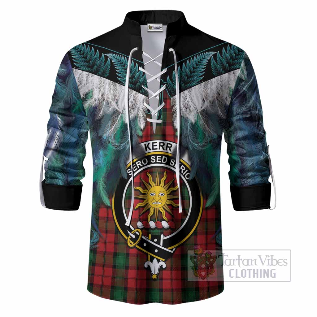 Kerr Tartan Crest Ghillie Shirt New Zealand Maori Korowai Cloak