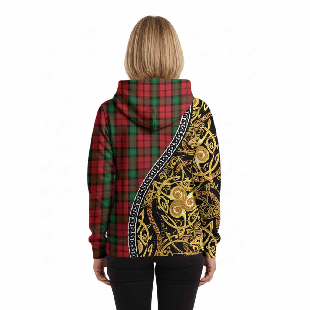 Kerr Tartan Crest Hoodie Celtic Knot and Triple Trickle Spiral Symbols