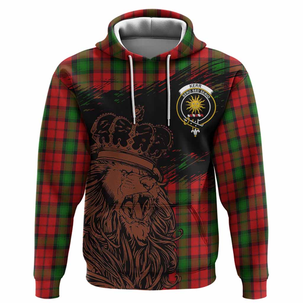 Kerr Tartan Crest Hoodie Crowned Lion Heritage Style