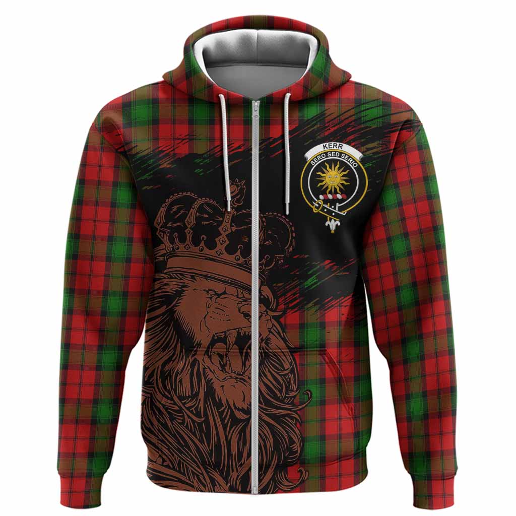Kerr Tartan Crest Hoodie Crowned Lion Heritage Style