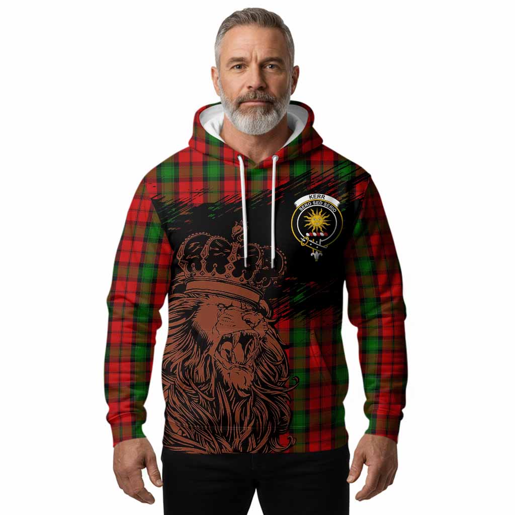 Kerr Tartan Crest Hoodie Crowned Lion Heritage Style