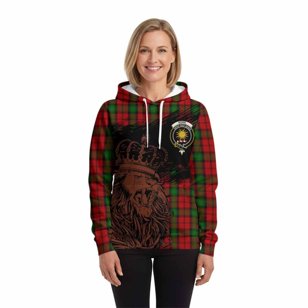 Kerr Tartan Crest Hoodie Crowned Lion Heritage Style