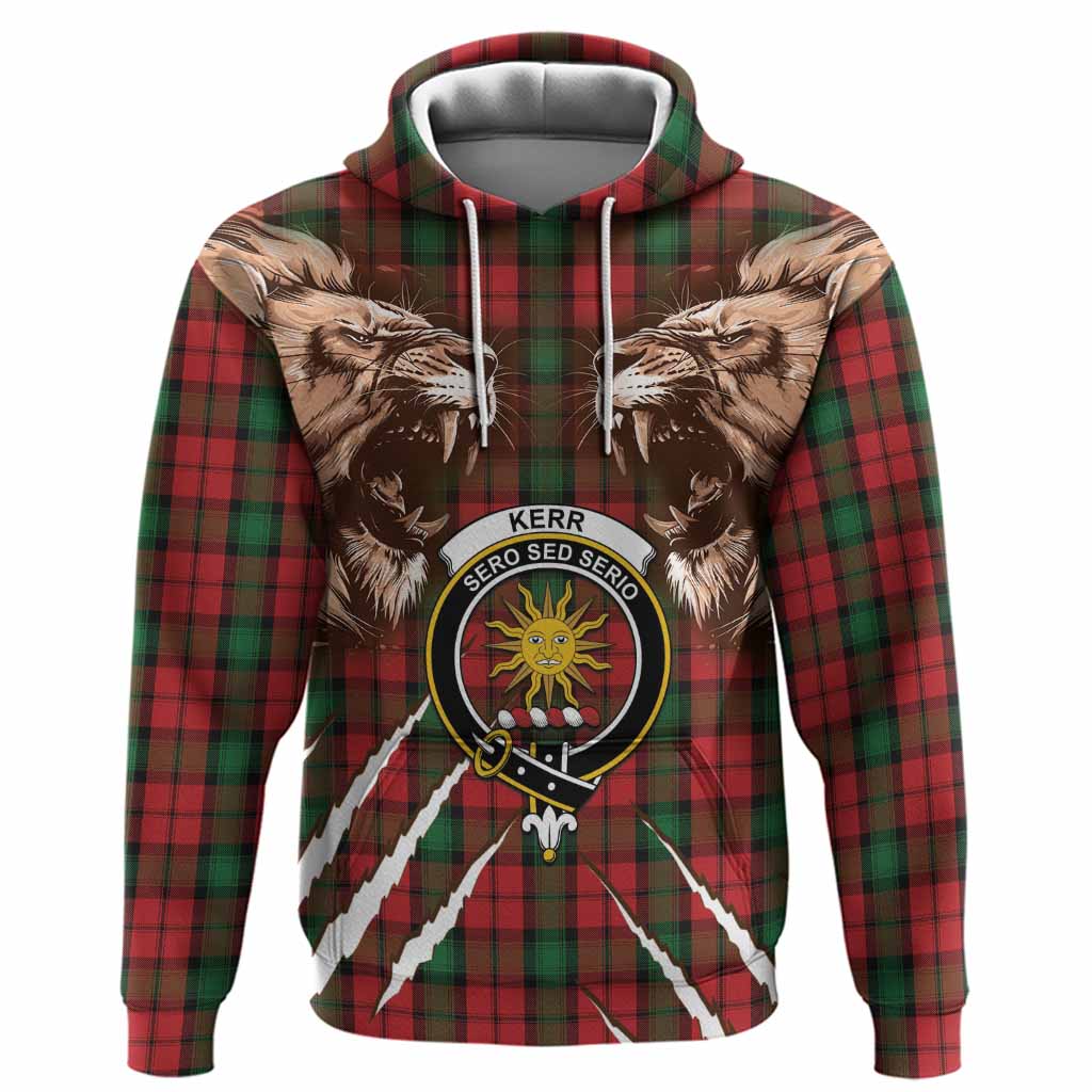Kerr Tartan Crest Hoodie Ferocious Lion Style