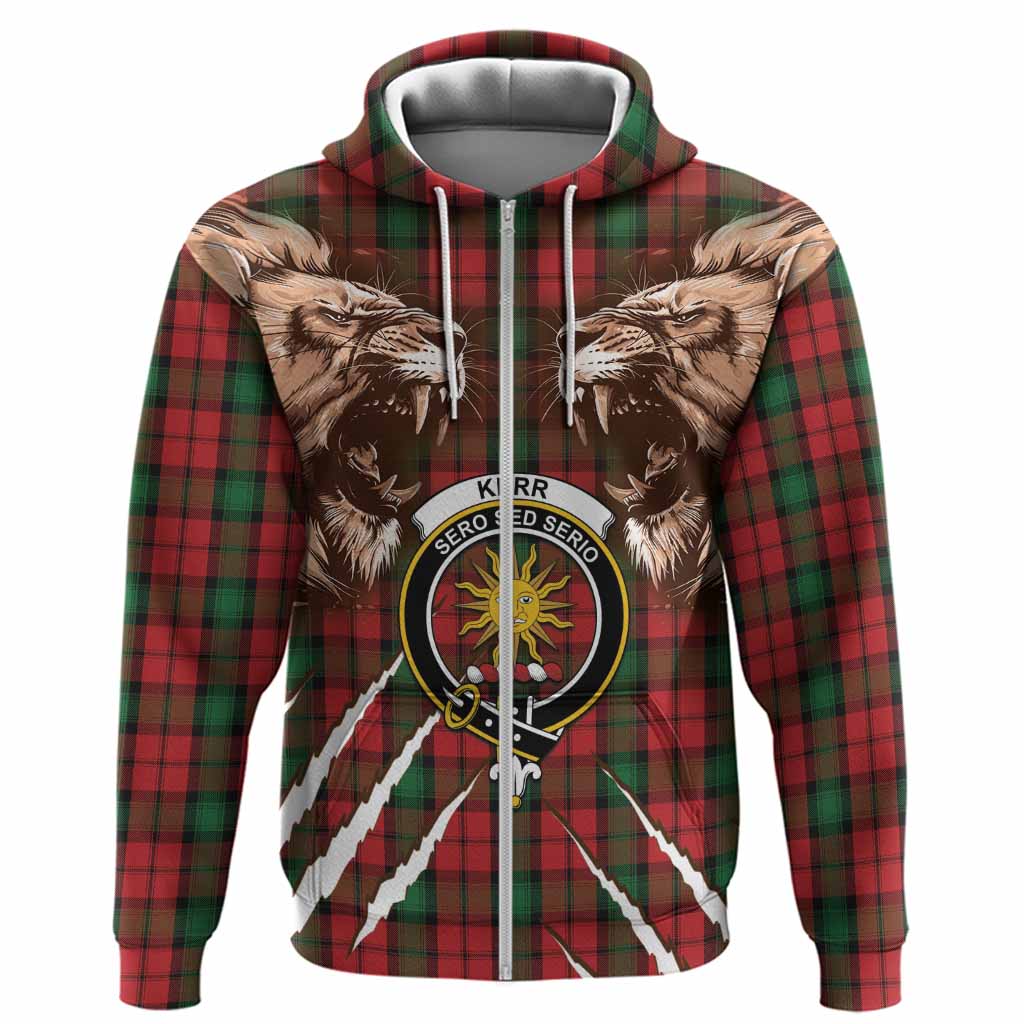 Kerr Tartan Crest Hoodie Ferocious Lion Style