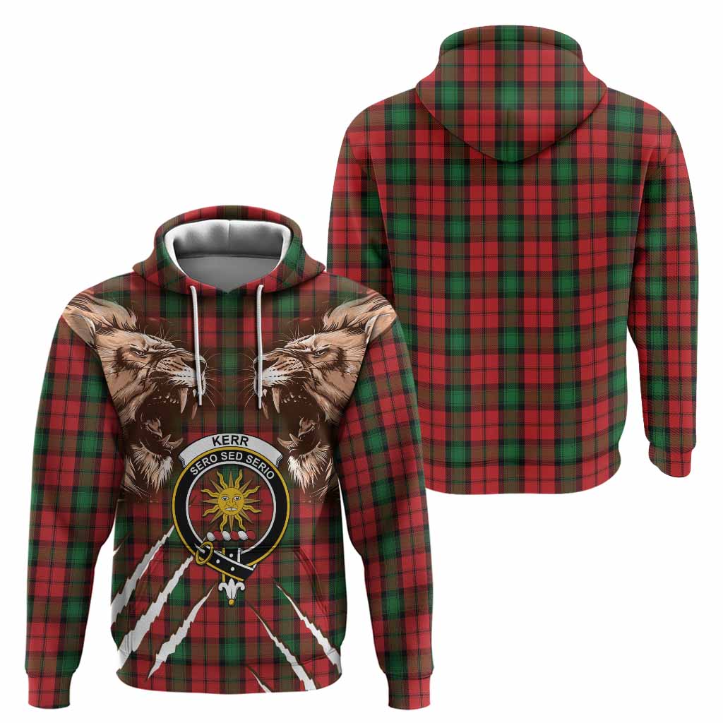 Kerr Tartan Crest Hoodie Ferocious Lion Style