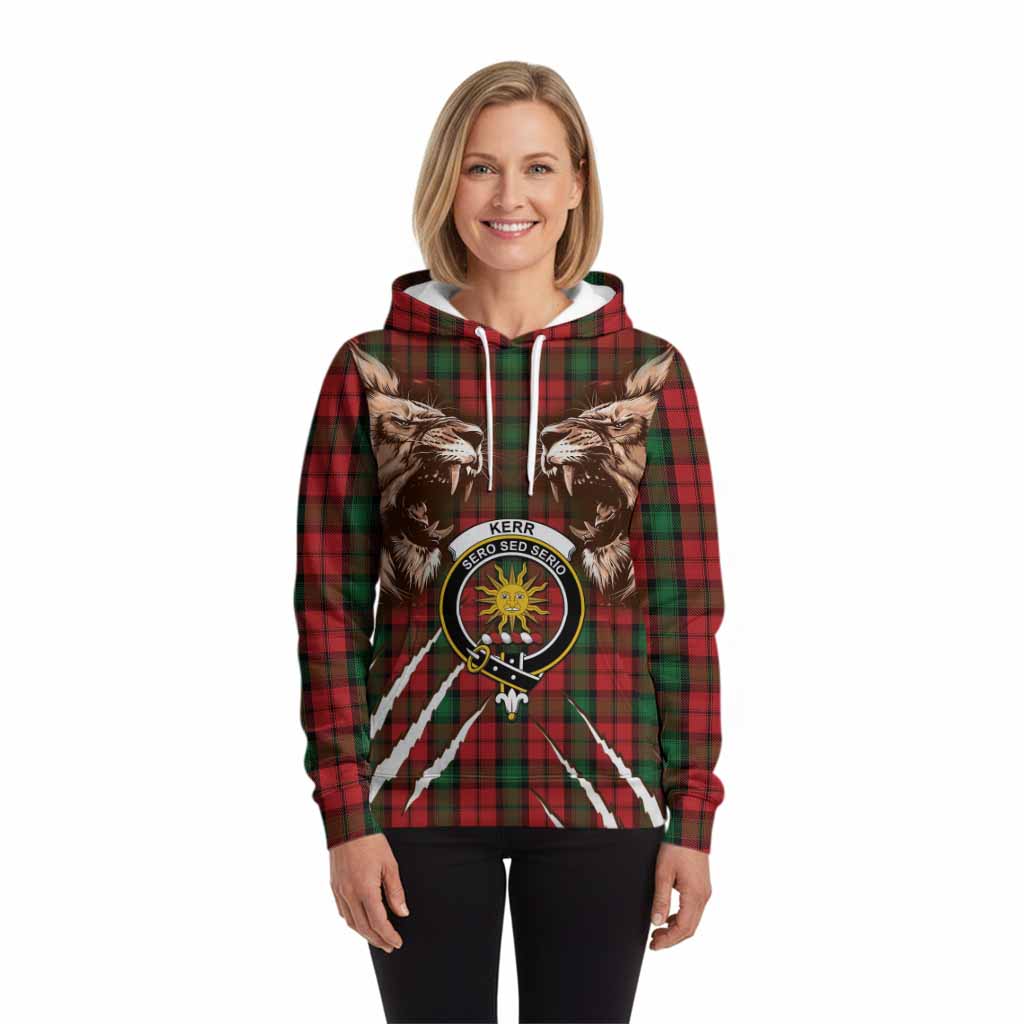 Kerr Tartan Crest Hoodie Ferocious Lion Style