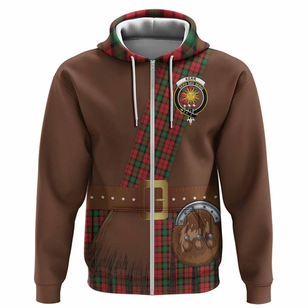 Kerr Tartan Crest Hoodie Kilt Costume Style