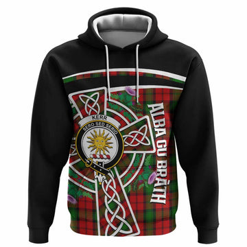 Kerr Tartan Crest Hoodie Scottish Thistle Celtic Cross Alba Gu Brath