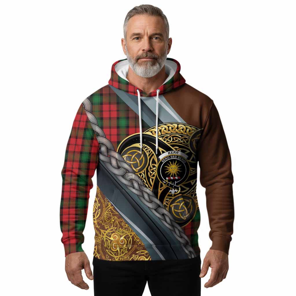 Kerr Tartan Crest Hoodie Scottish Triskele Celtic