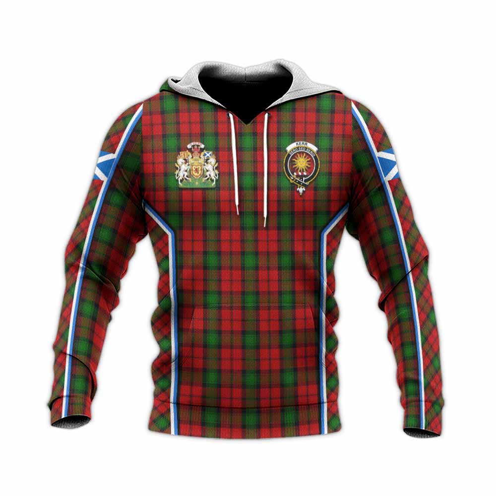 Kerr Tartan Crest Knitted Hoodie Scotland Coat of Arm Flag Style - Tartan Vibes Clothing