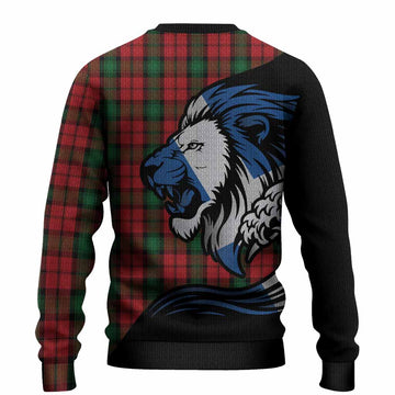 Kerr Tartan Crest Knitted Sweater Scottish Golden Lions Wave Flow