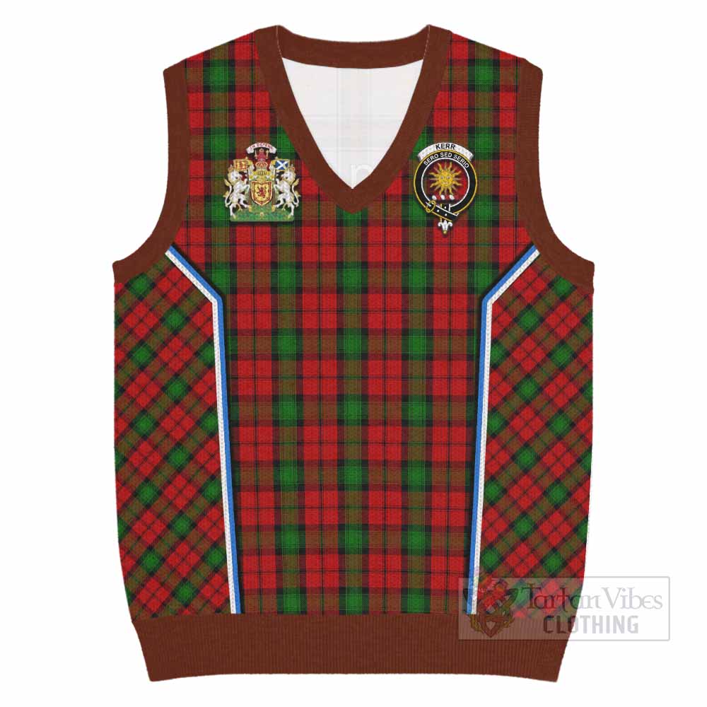 Kerr Tartan Crest Knitted V-Neck Vest Scotland Coat of Arm Flag Style - Tartan Vibes Clothing