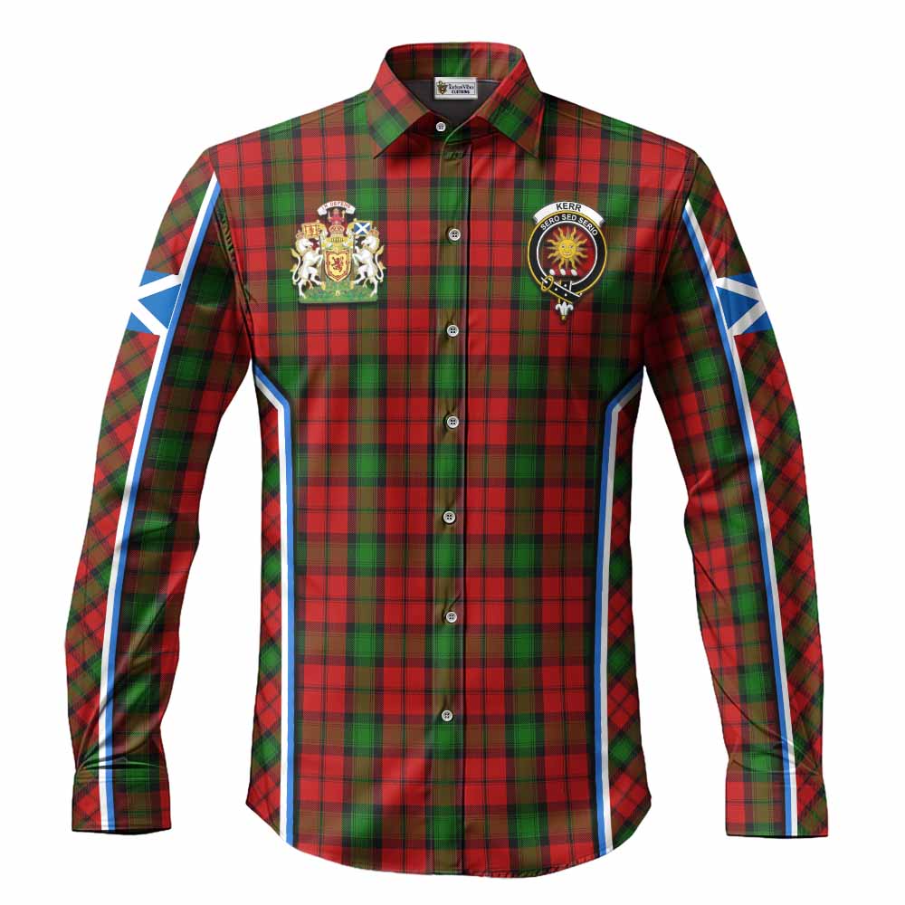 Kerr Tartan Crest Long Sleeve Button Shirts Scotland Coat of Arm Flag Style - Tartan Vibes Clothing