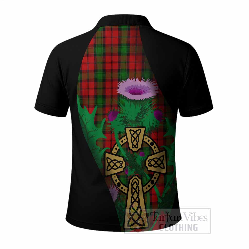 Kerr Tartan Crest Polo Shirt Celtic Cross Thistle Flowers