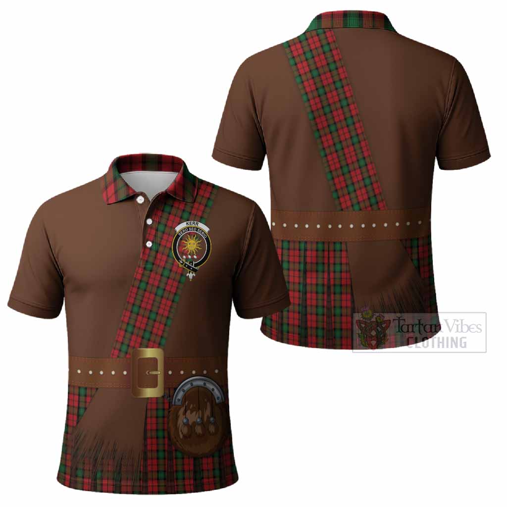 Kerr Tartan Crest Polo Shirt Kilt Costume Style