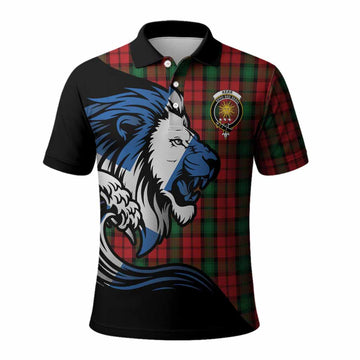 Kerr Tartan Crest Polo Shirt Scottish Golden Lions Wave Flow