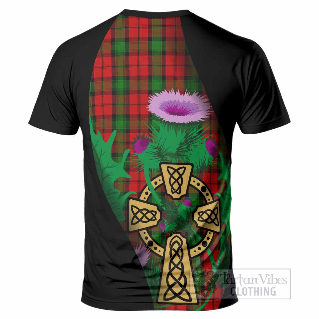 Kerr Tartan Crest T-Shirt Celtic Cross Thistle Flowers