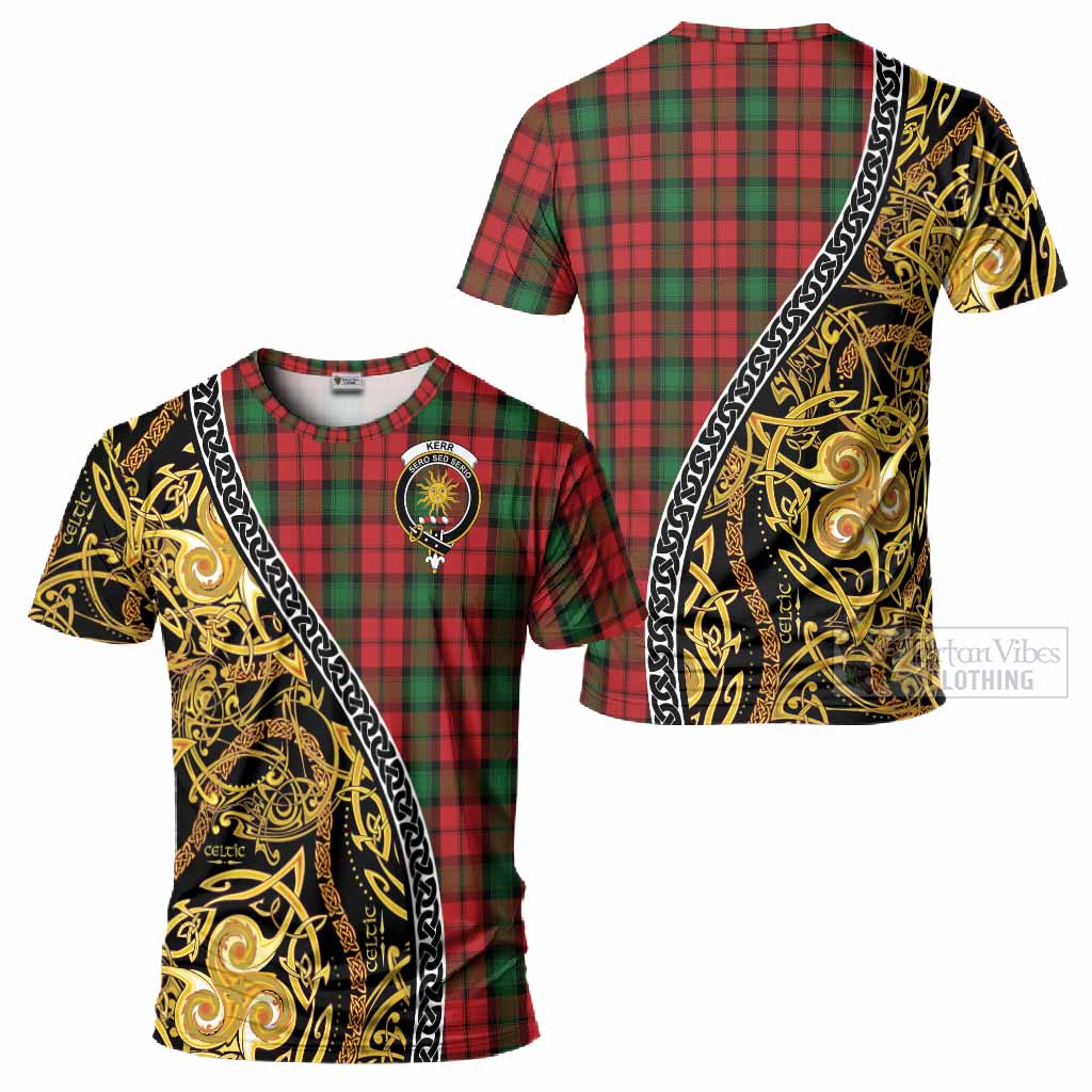 Kerr Tartan Crest T-Shirt Celtic Knot and Triple Trickle Spiral Symbols