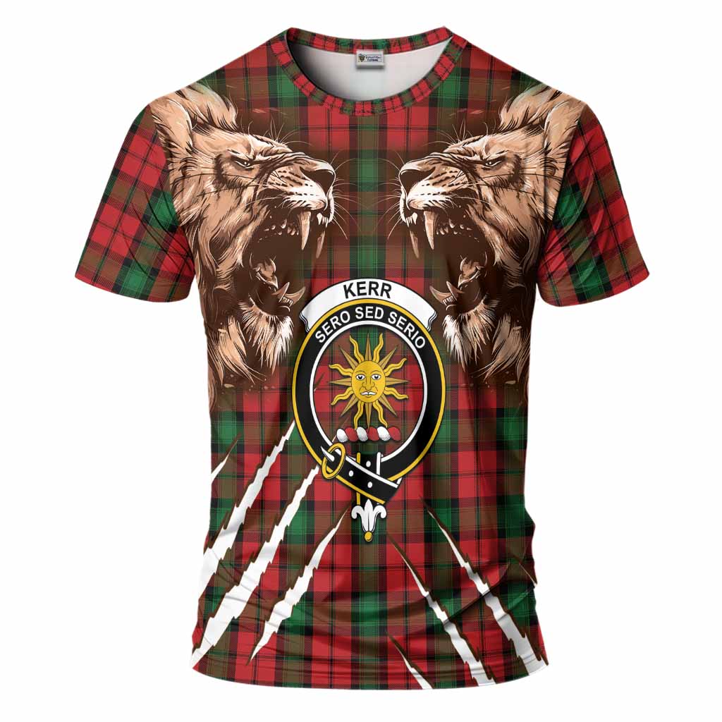 Kerr Tartan Crest T-Shirt Ferocious Lion Style