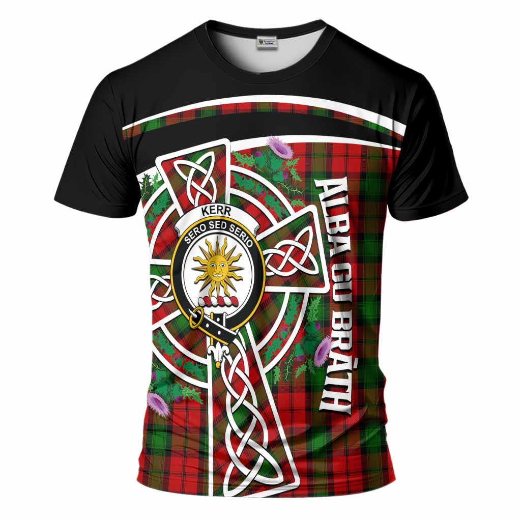 Kerr Tartan Crest T-Shirt Scottish Thistle Celtic Cross Alba Gu Brath
