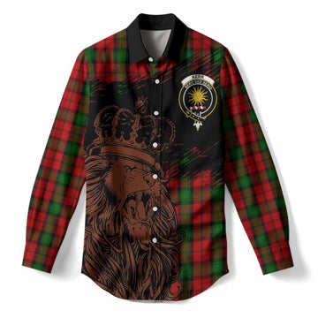 Kerr Tartan Crest Women Casual Shirt Crowned Lion Heritage Style