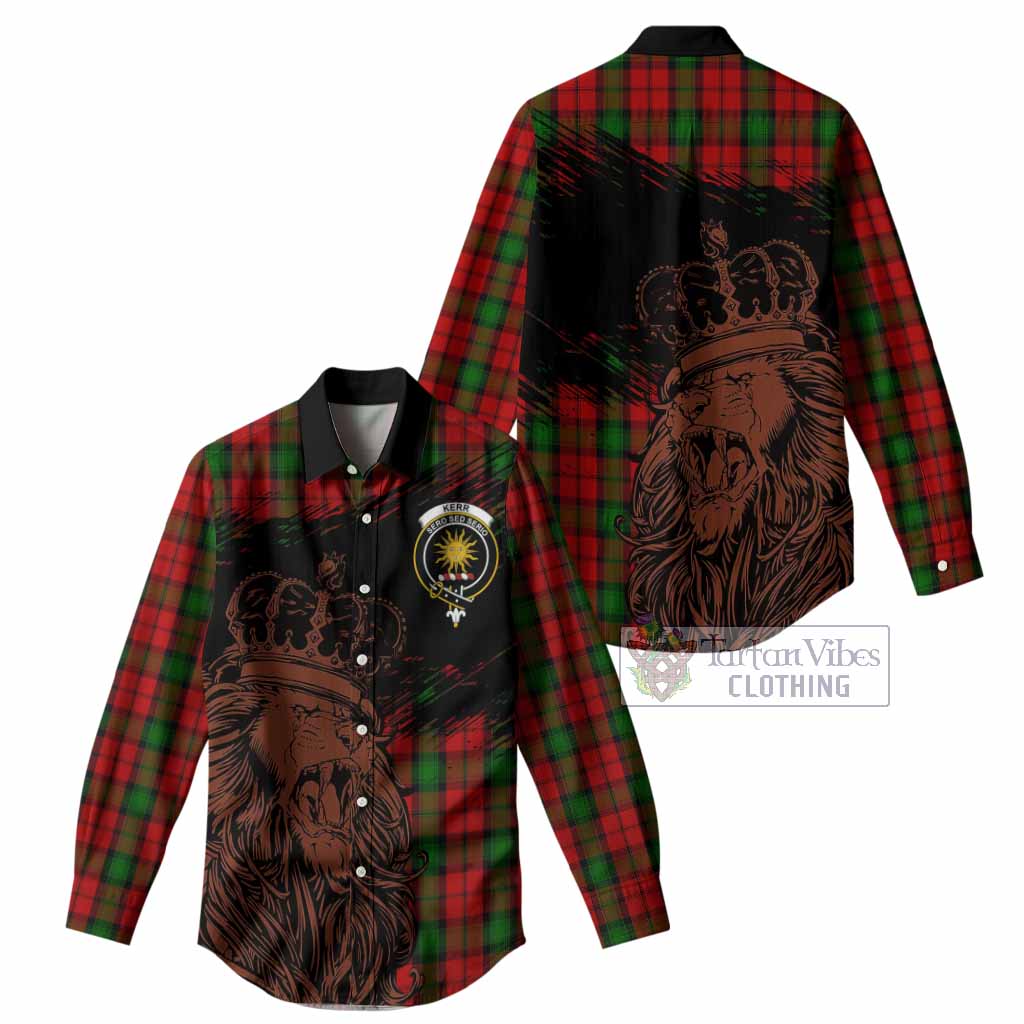 Kerr Tartan Crest Women Casual Shirt Crowned Lion Heritage Style