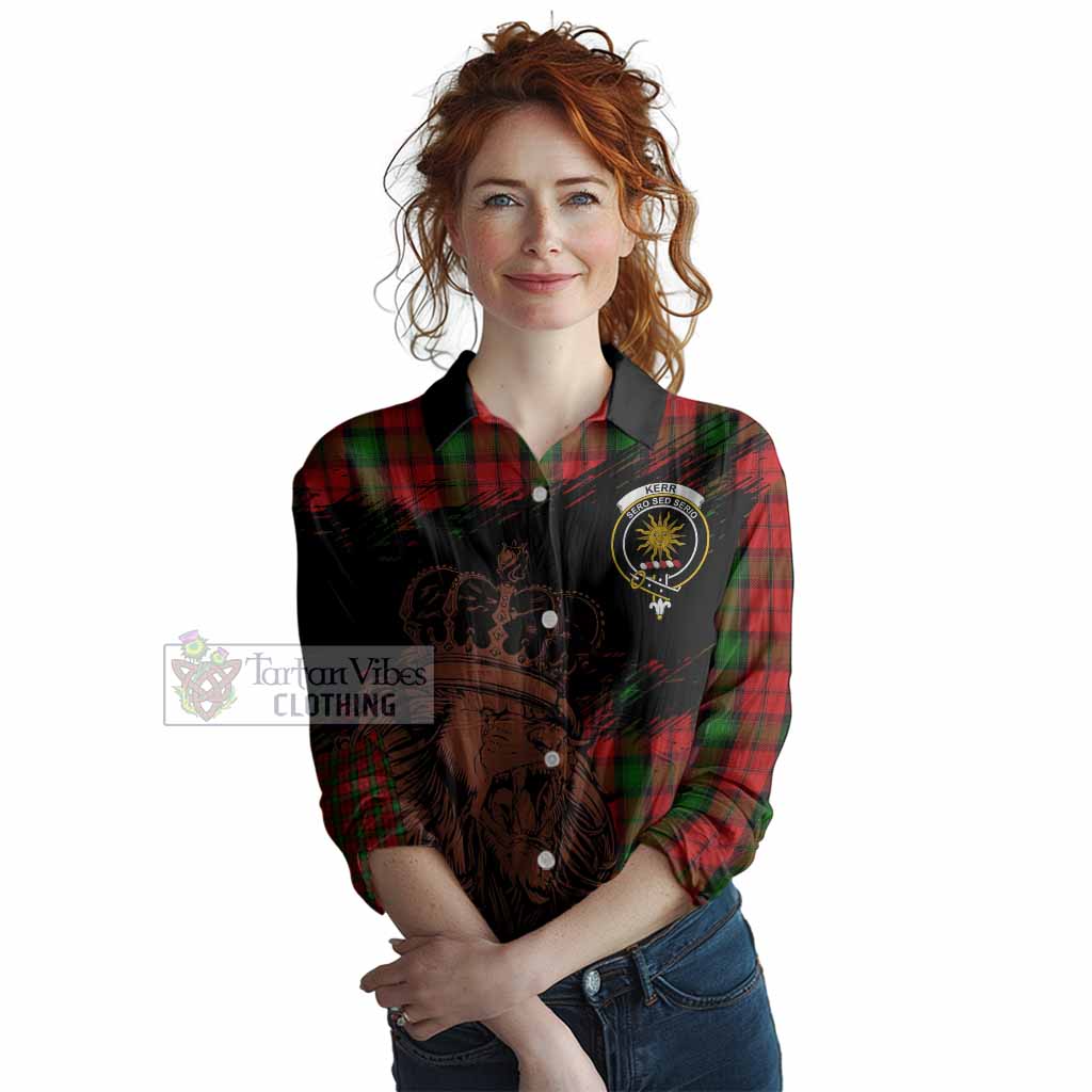 Kerr Tartan Crest Women Casual Shirt Crowned Lion Heritage Style