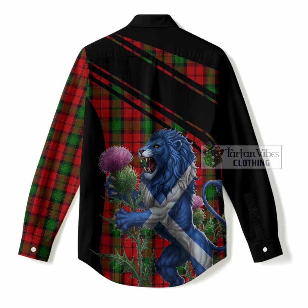 Kerr Tartan Crest Women Casual Shirt Scottish Lion Rampant Thistle