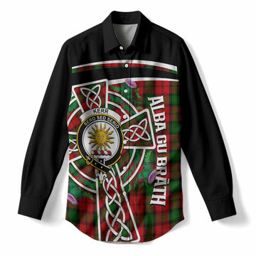 Kerr Tartan Crest Women Casual Shirt Scottish Thistle Celtic Cross Alba Gu Brath