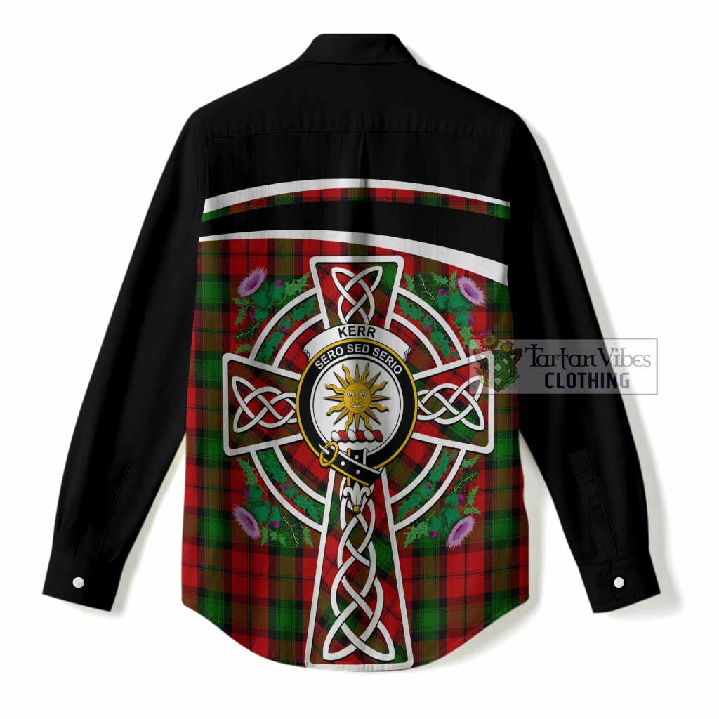 Kerr Tartan Crest Women Casual Shirt Scottish Thistle Celtic Cross Alba Gu Brath