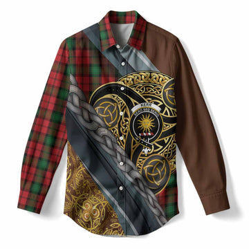 Kerr Tartan Crest Women Casual Shirt Scottish Triskele Celtic