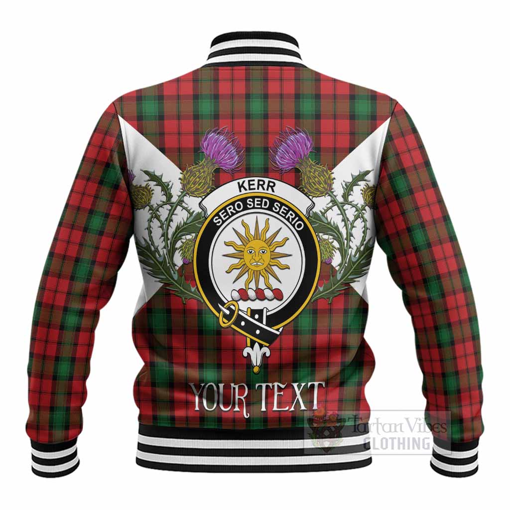 Kerr Tartan Family Crest Baseball Jacket Scottish Burns Night Thistle Floral