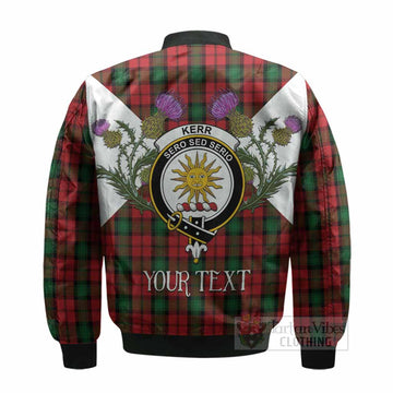 Kerr Tartan Family Crest Bomber Jacket Scottish Burns Night Thistle Floral