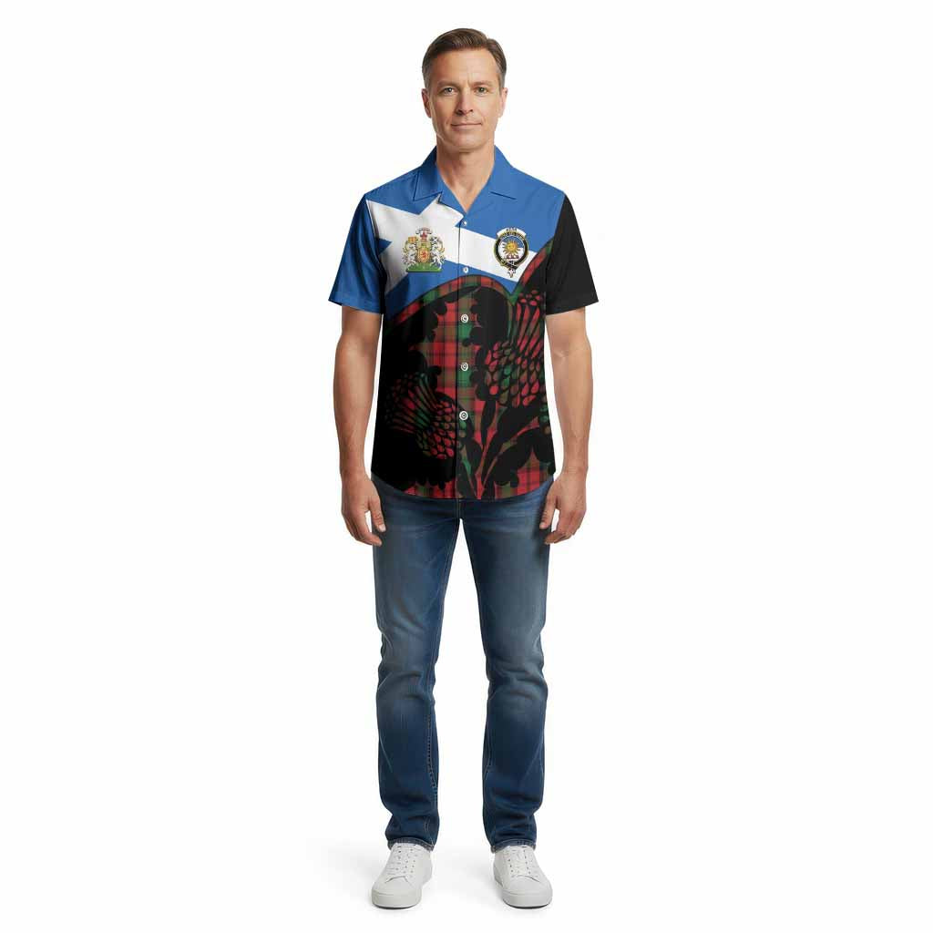 Kerr Tartan Family Crest Cotton Hawaiian Shirt Scotland Thistle Floral Flag Style