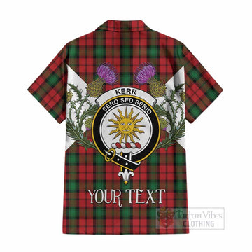 Kerr Tartan Family Crest Cotton Hawaiian Shirt Scottish Burns Night Thistle Floral