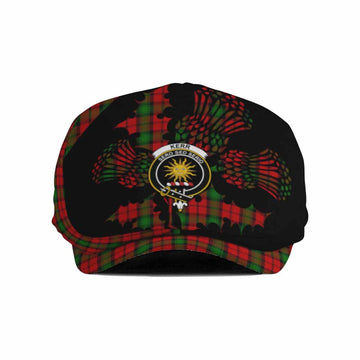 Kerr Tartan Family Crest Flat Cap, Jeff Cap Scotland Thistle Floral