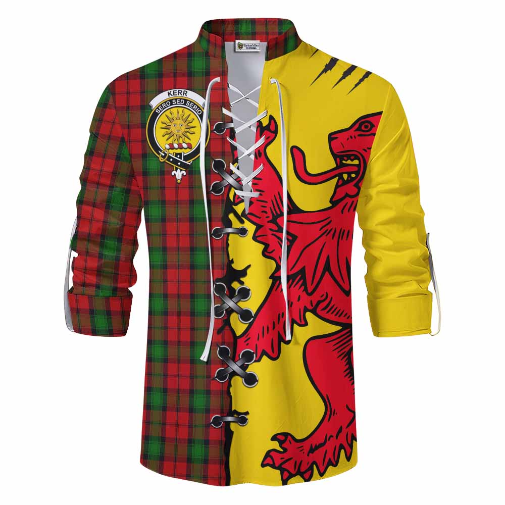 Kerr Tartan Family Crest Ghillie Kilt Shirt Lion Rampant Honor - Tartan Vibes Clothing