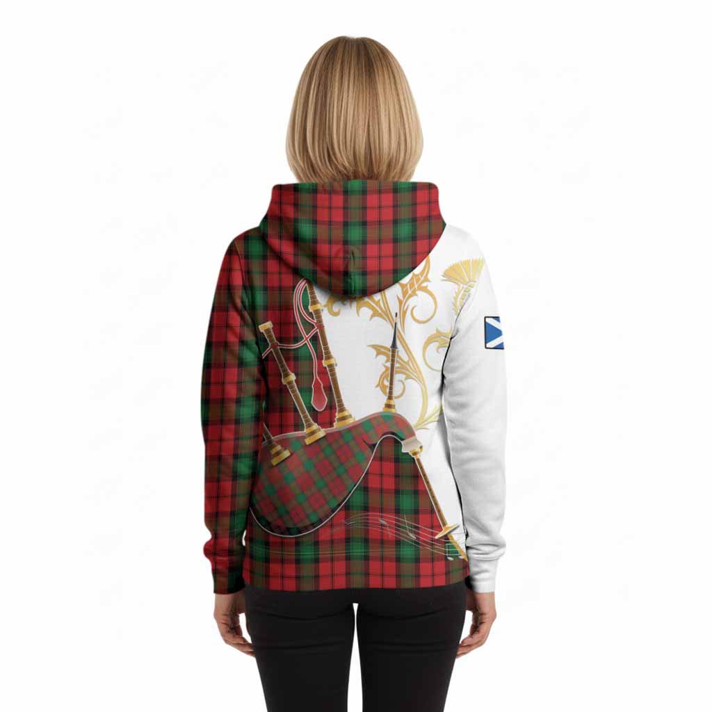 Kerr Tartan Family Crest Hoodie Bagpipes with Scottish Thistle