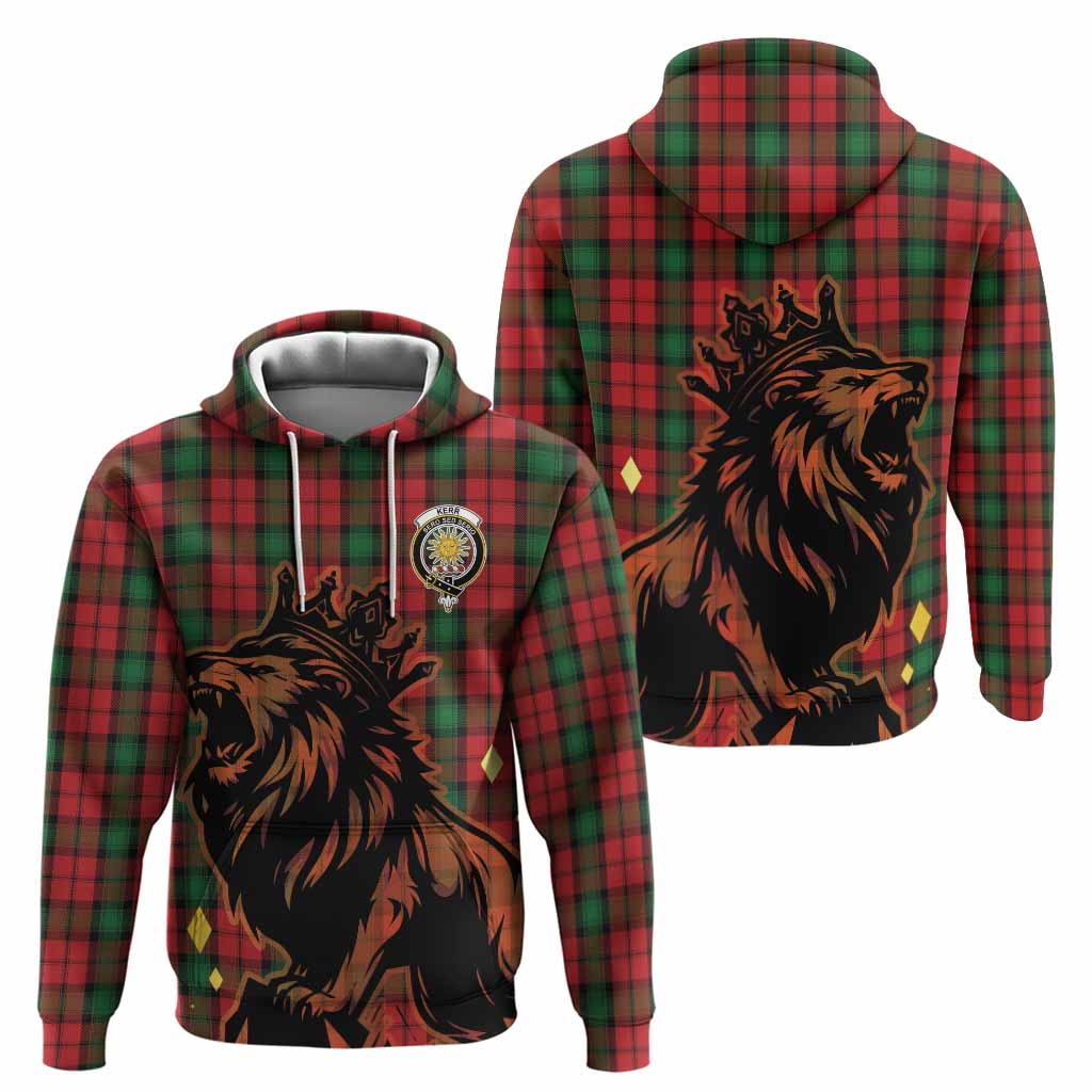 Kerr Tartan Family Crest Hoodie Crowned Lion Roaring