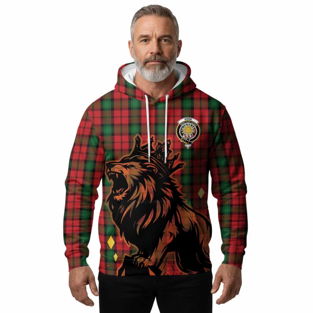 Kerr Tartan Family Crest Hoodie Crowned Lion Roaring