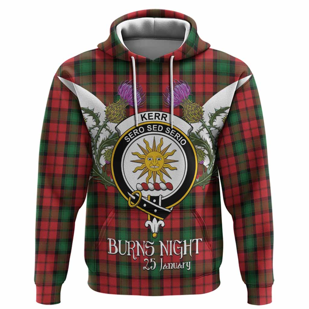 Kerr Tartan Family Crest Hoodie Scottish Burns Night Thistle Floral
