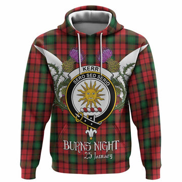 Kerr Tartan Family Crest Hoodie Scottish Burns Night Thistle Floral