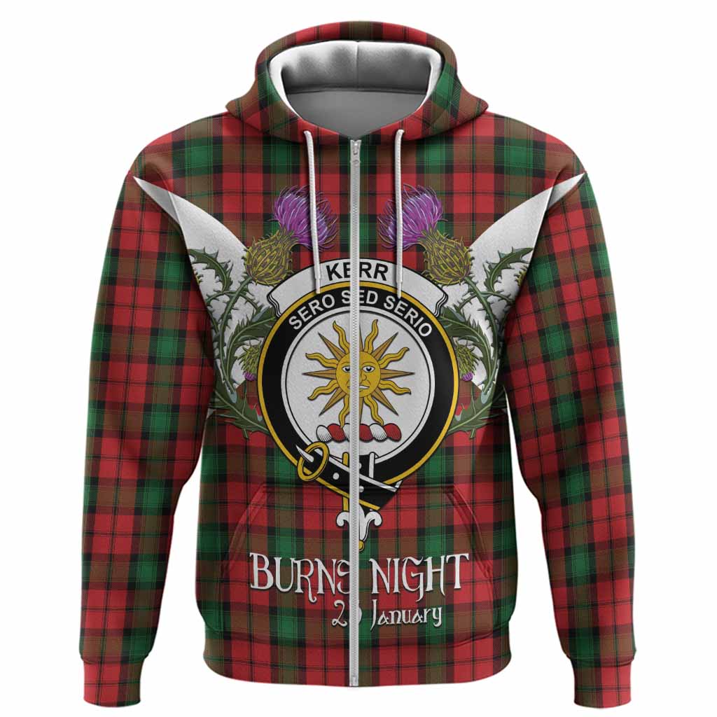 Kerr Tartan Family Crest Hoodie Scottish Burns Night Thistle Floral