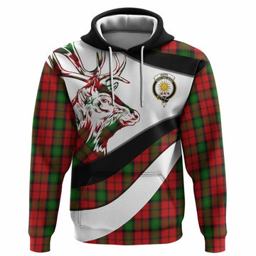 Kerr Tartan Family Crest Hoodie Scottish Red Deer Curves Style